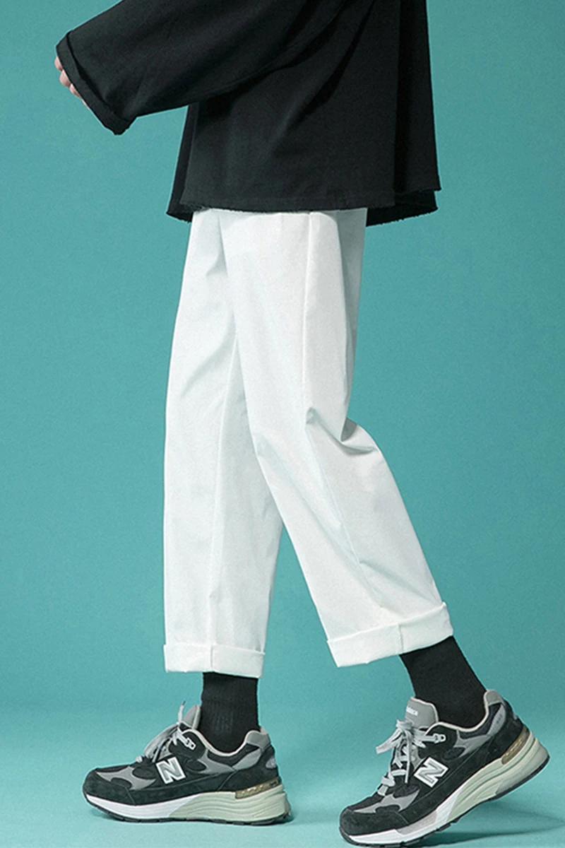 

Men's Summer Thin Korean Style Fashion Pants Ins Fashion Brand All-Matching Cropped Pants