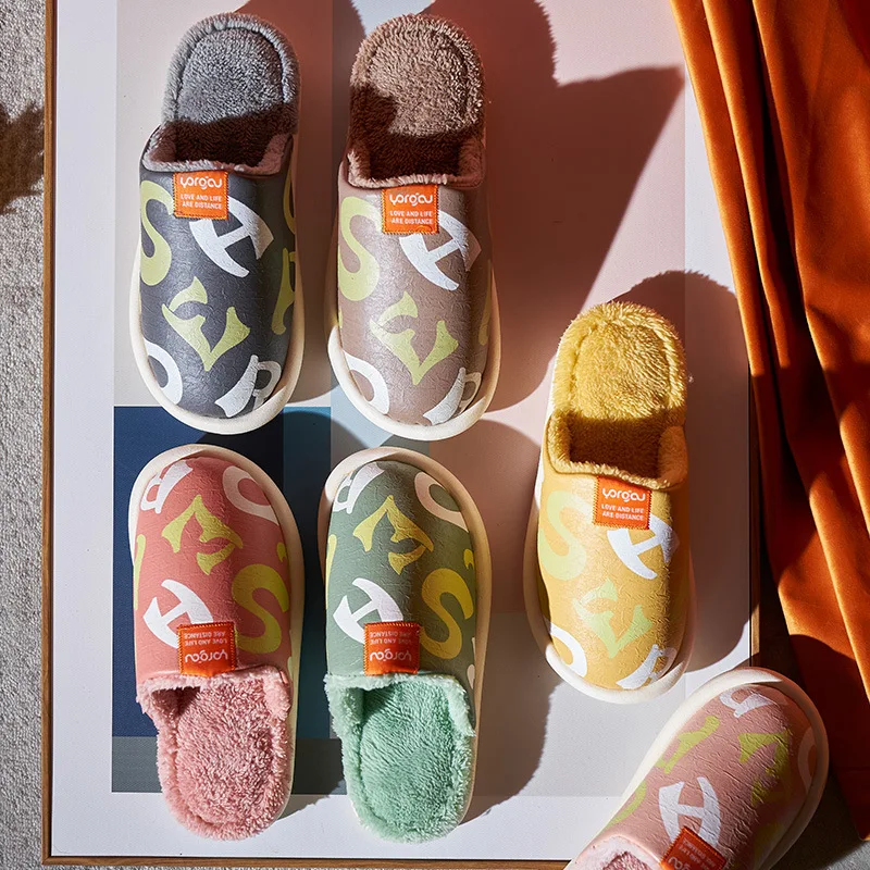 Женские меховые тапочки модные теплые Нескользящие водонепроницаемые с