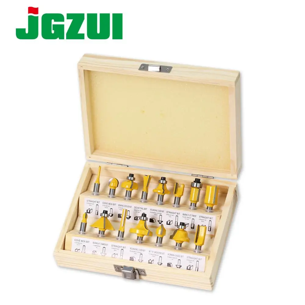 Набор фрез для деревообработки комплект из 15 насадок карбида вольфрама 1/4