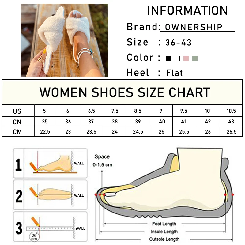 

Women Fluffy Fur Slippers 2020 Ins Hot Woman Slides Ladies Fashion Flats Female Shoes Women's Soft Footwear Plus Size 36-43