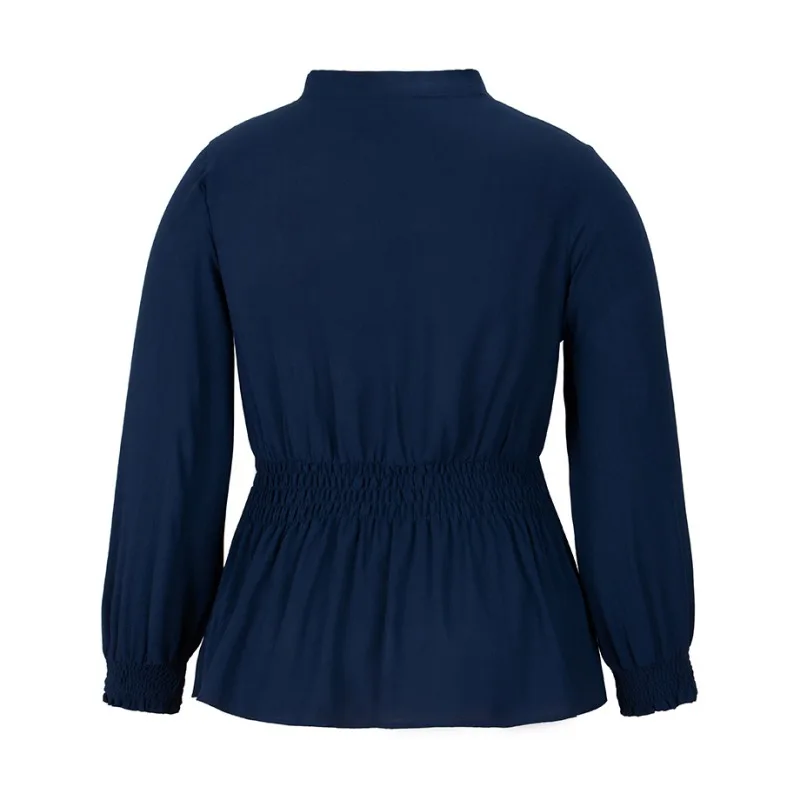 

Plus Size Autumn Long Sleeve Lady Blouse Fashion Women Loose Long Bow-knot Waisted Shirts