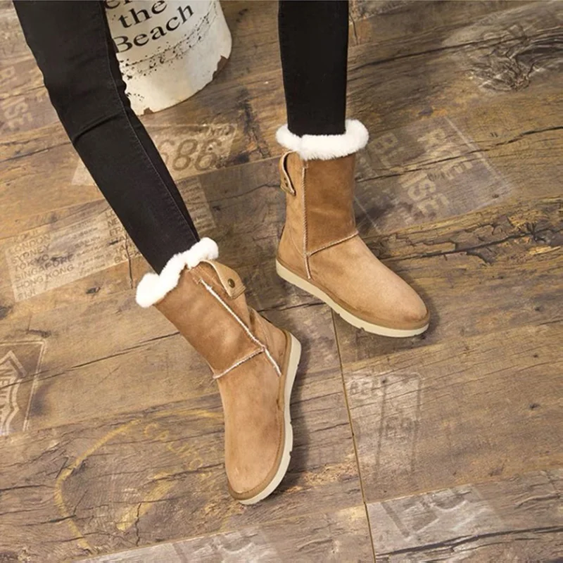 

Snow Boots Women'S Short Tube Wool Short Boots Women'S Cotton Shoes Winter Women'S Shoes Plus Fluffy Warmth Thick Heel Mid-Tube