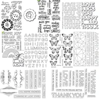 rainbow days sentimental wreath stamps and dies set happy sentiment stamps for diy scrapbooking crafts cards making 2022 new