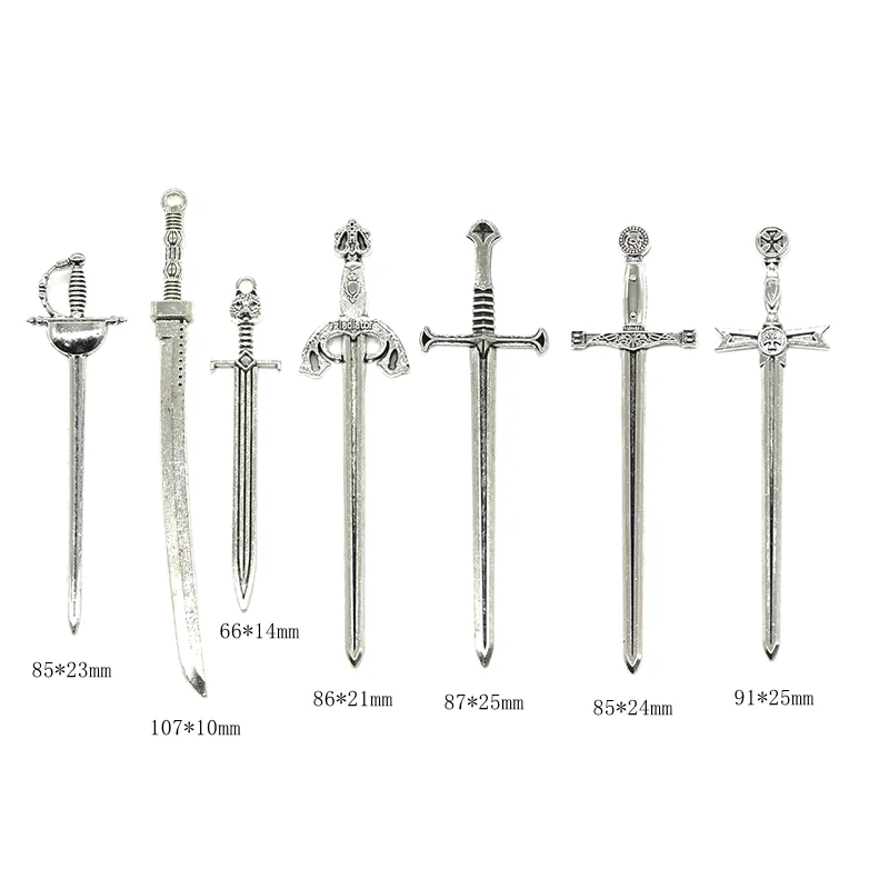 Antique Silver Swords Knife Bookmark Charms Alloy Metal Weapons Pendants For DIY Handmade Necklace Jewelry Accessories Making | Украшения и