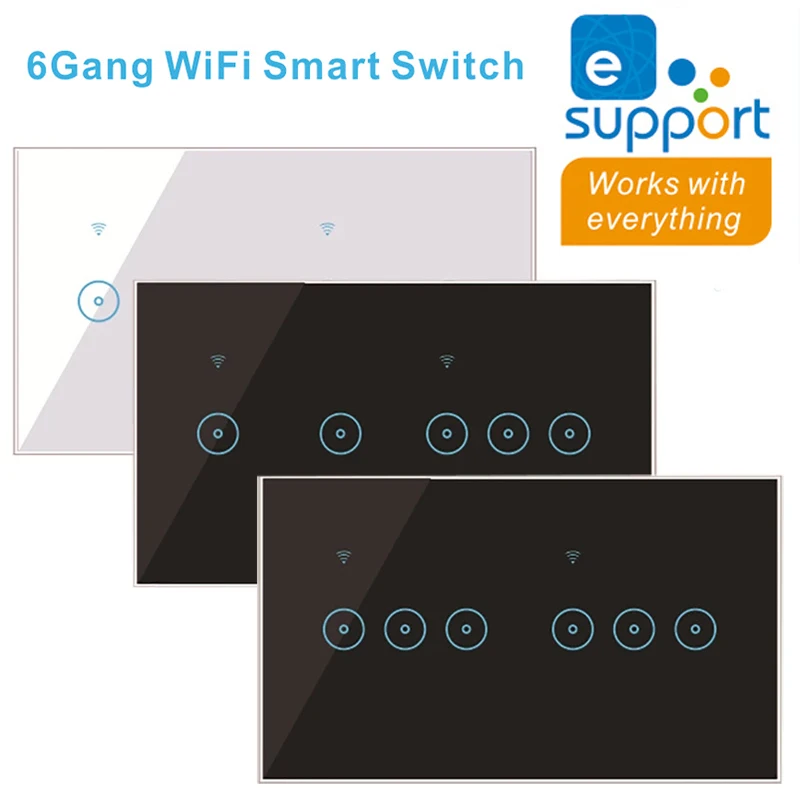 Умный выключатель с поддержкой Wi-Fi 4/5/6 клавиш | Электроника