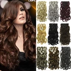 Soowee Длинные Синтетические Волосы Кудрявые заколки для наращивания волос черные коричневые светлые женские заколки для волос для женщин