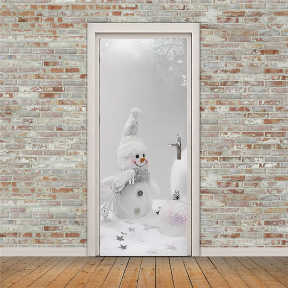 

3D creative Cartoon snowman door stickers wall stickers self-adhesive waterproof removable