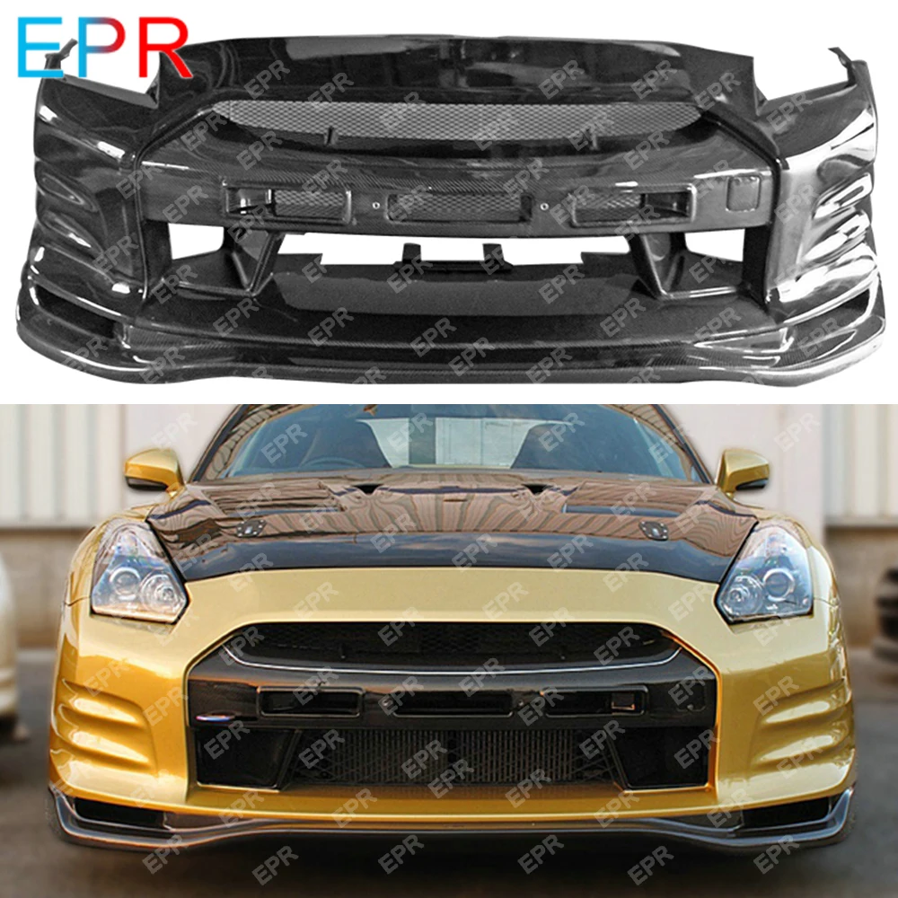 Для Nissan GTR R35 TS стиль стекло волокно и углеродное передний бампер тюнинг часть