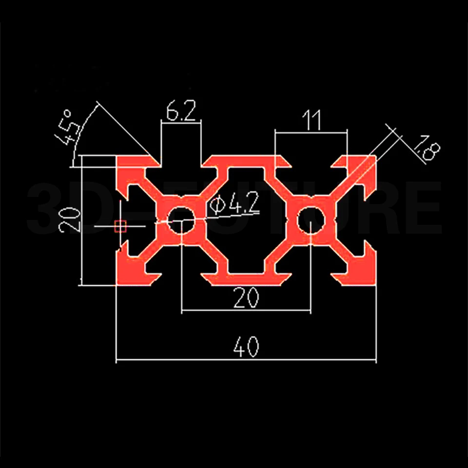 

1PC BLACK 2040 European Standard Anodized Aluminum Profile Extrusion 100-800mm Length Linear Rail for CNC 3D Printer