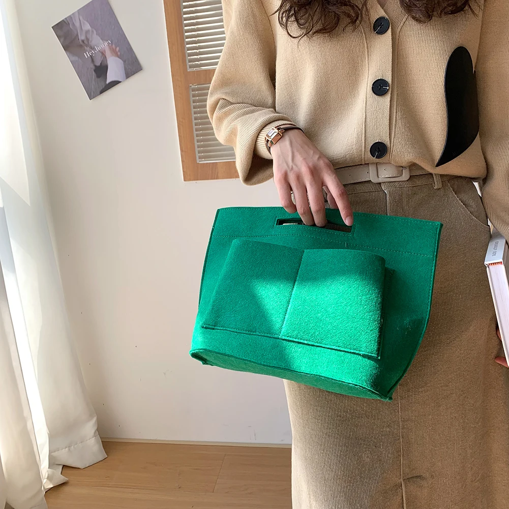 Женский фетровый клатч в стиле ретро однотонная сумка с несколькими карманами