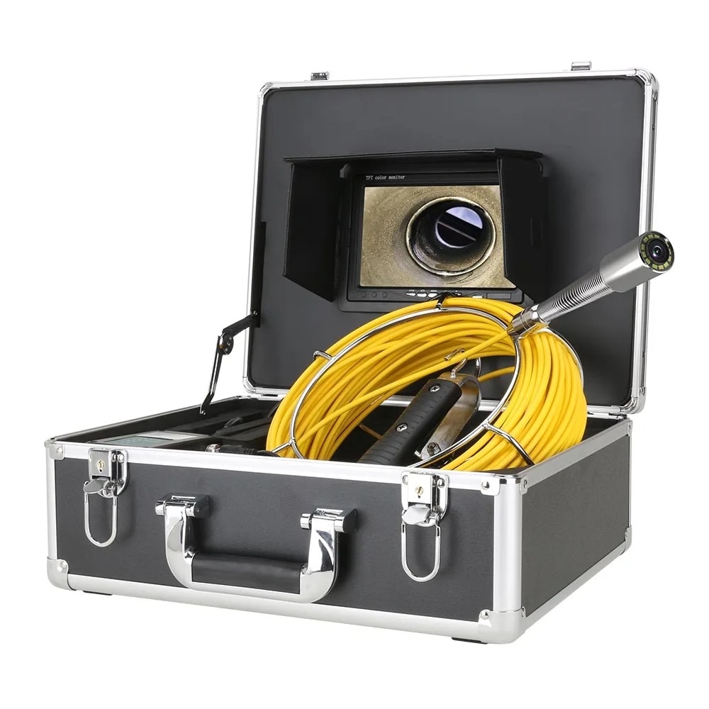 

7" Monitor DVR 40M Sewer Pipe Inspection Video Camera with Auto balance Auto Self Leveling 512HZ Transmitter Pipe Locato 22MM IP