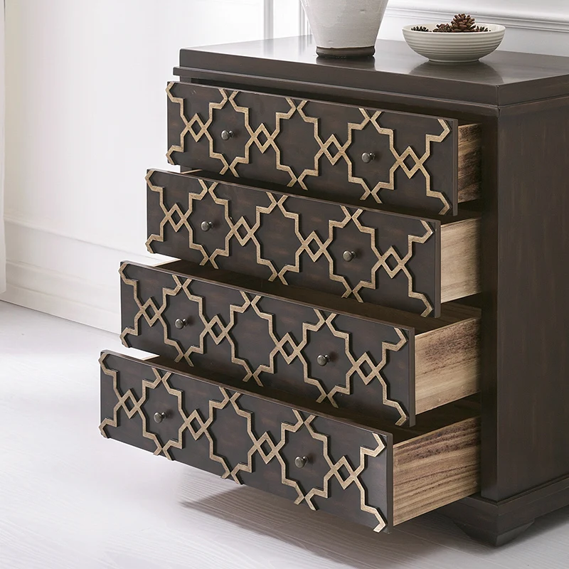 Американский твердые деревянные ноги ретро четыре ящика шкафа спальня хранения