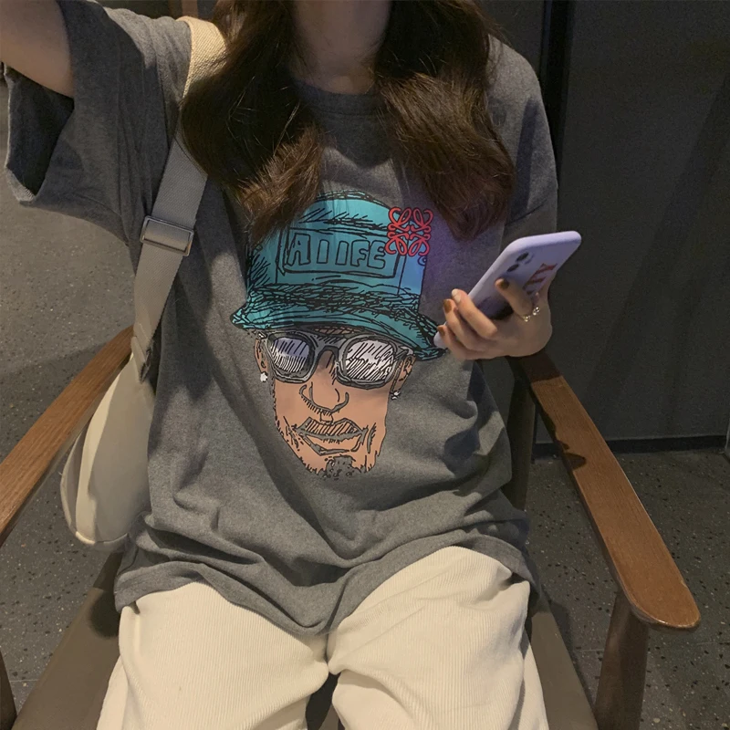 Винтажная футболка в японском стиле с коротким рукавом женская летняя свободная