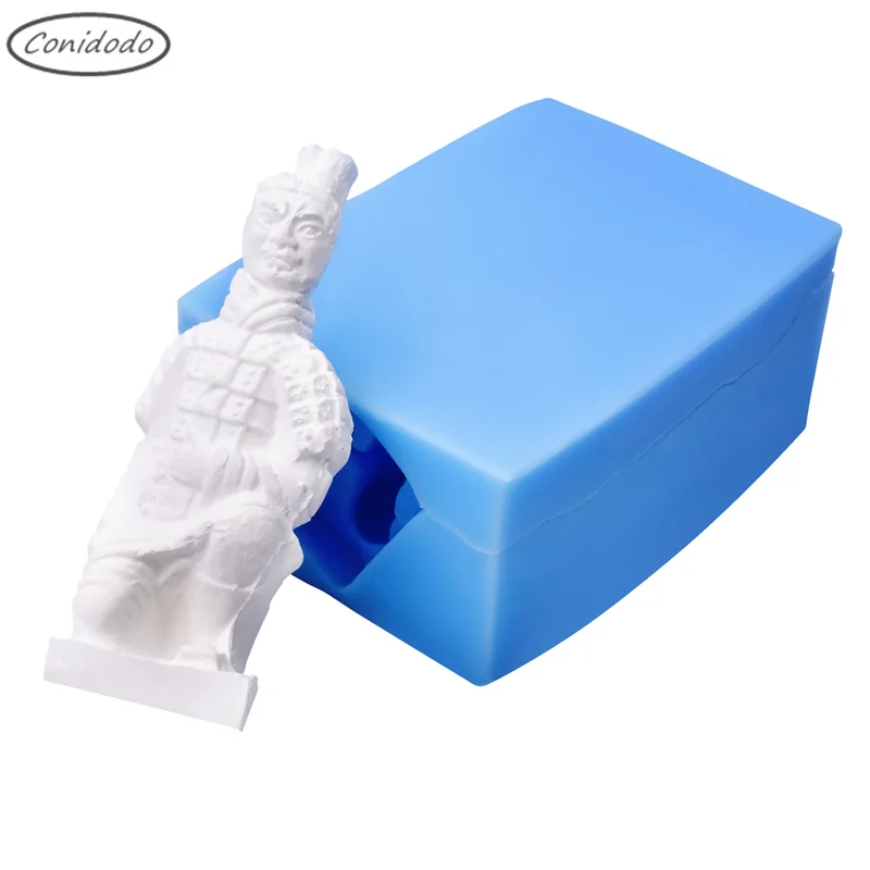 

Kneeling Terra-Cotta Warriors Gypsum Silicone Candle Mold DIY Handmade Soldier And Horse Figures Decoration Candle Plaster Tool