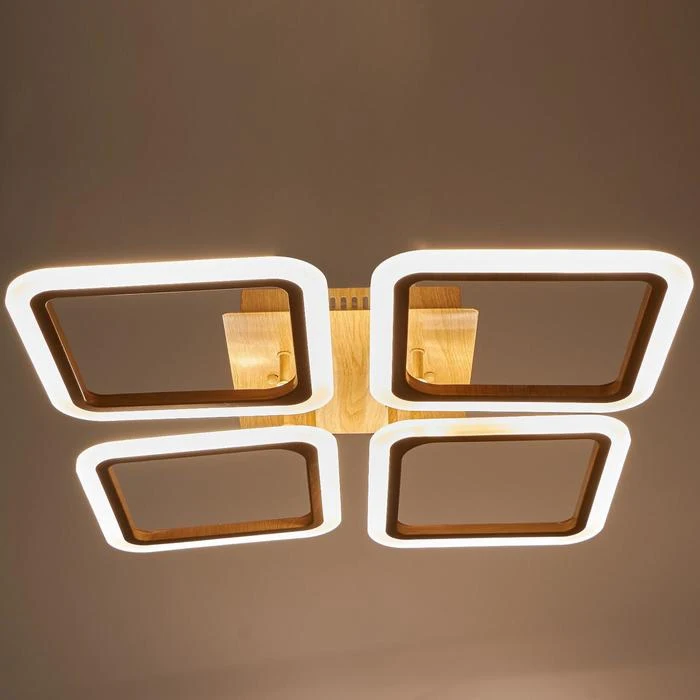 Светильник с ПДУ 22880/4 LED 28Вт диммир. белый/дерево 55х55х7 5см 5131840 | Освещение