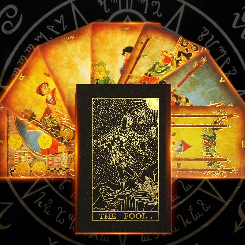 2022 New Design Luxury Bronzing Process Tarot Full English Version Gothic Font Oracle Card Divination Fate Table Game Gift | Спорт и