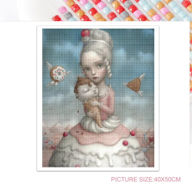 

Figure Accessories Diamond Painting Cross Embroidery Wearing Animal Mask Cute Little Mouth Girl European Style Wall Decorative
