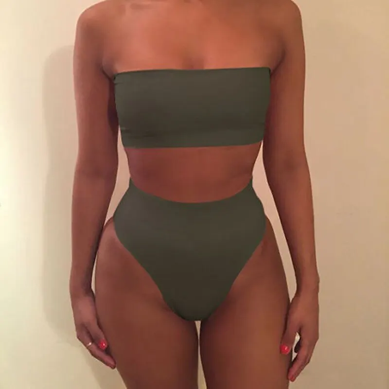 Solid Bikini Brazillian Swimsuit Women Set Sexy Off Shoulder Swimwear Female Swimming Biquini Maillot De Bain Femme | Женская одежда