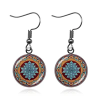 karairis sacred geometry earrings buddhist sri yantra lanka chakra cabochon mandala glass earrings jewelry wholesale accessories