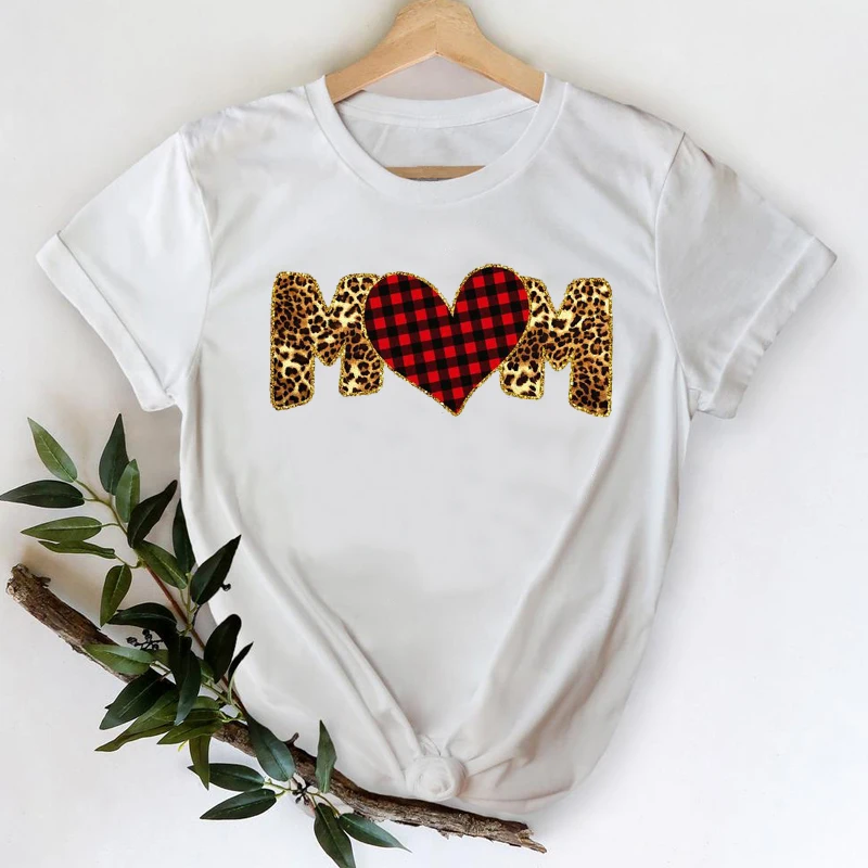 

T-shirts Women 2021 Heart Fashion Spring Sweet Mama Mom Mother Love Clothes Graphic Tshirt Top Lady Print Female Tee T-Shirt