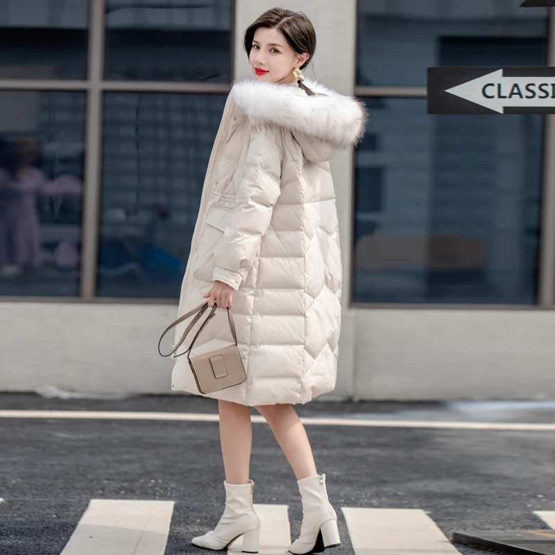 

WEIHAOBANG 2021 Winter Women's New Down Jacket Solid Color Hooded Real Neck Zipper Long Pocket Long Sleeve Warm Down Jacket