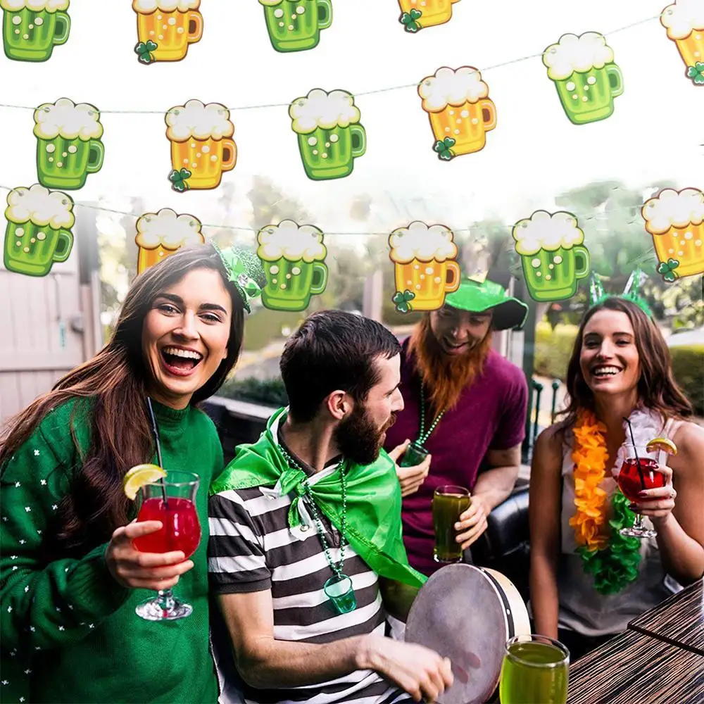 1pc 2m St.Patricks Day Beer Mug Banner Shamrock Lucky Letter Irish Party Decorations Birthday Wedding Shower | Дом и сад