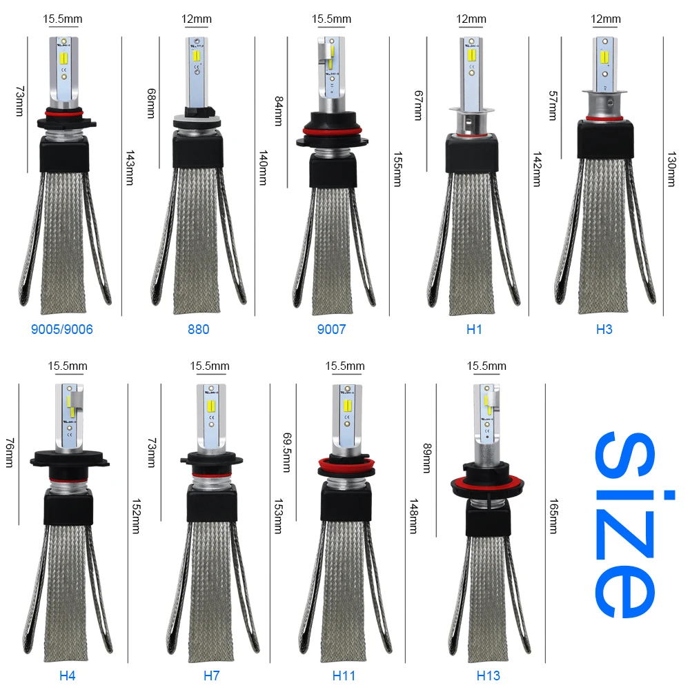 CROSSFOX автомобильный светильник H11 LED H4 9005 HB3 9006 HB4 9004 led H7 9007 H13 Автомобильная Лампа H1