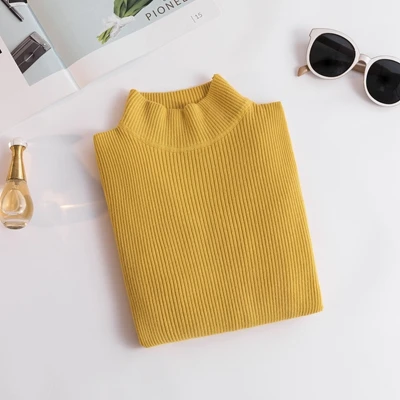 Ginger yellow Осень-зима Для женщин классические вязаные свитера Футболки Новая мода Половина Водолазка; свитер Повседневное тонкий свитер большого размера NZYD198A - Цвет: Ginger yellow