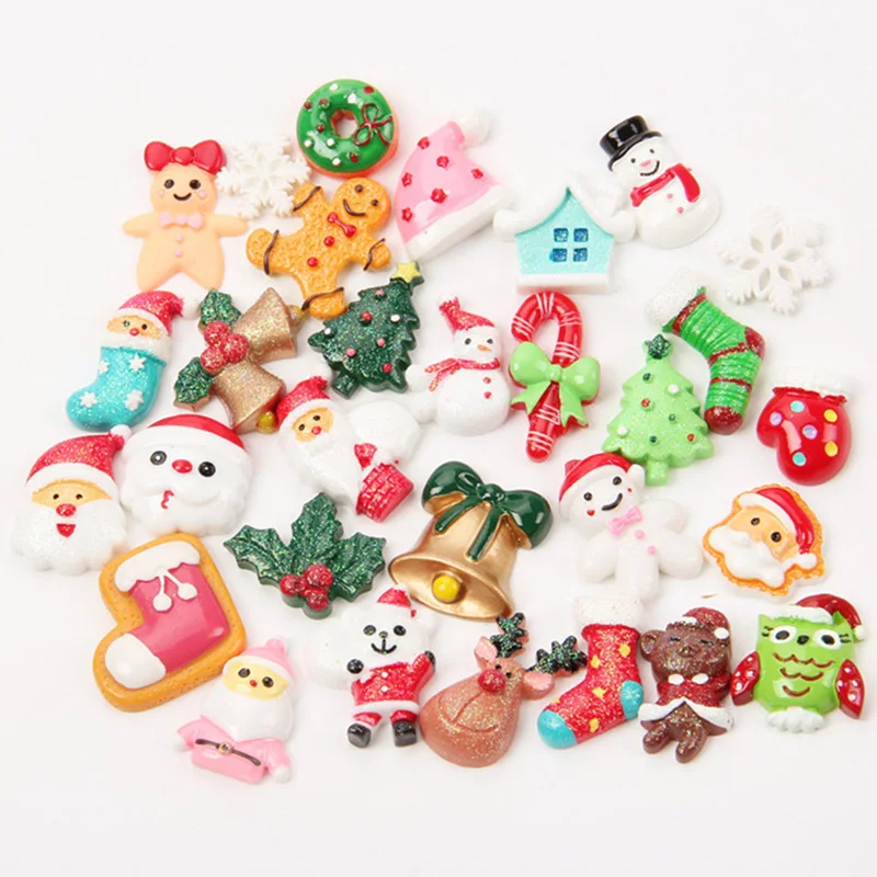 

30/50 PCS Christmas Decoration Socks Santa Claus Xmas Tree Jingle Bell Resin Ornament DIY BM88