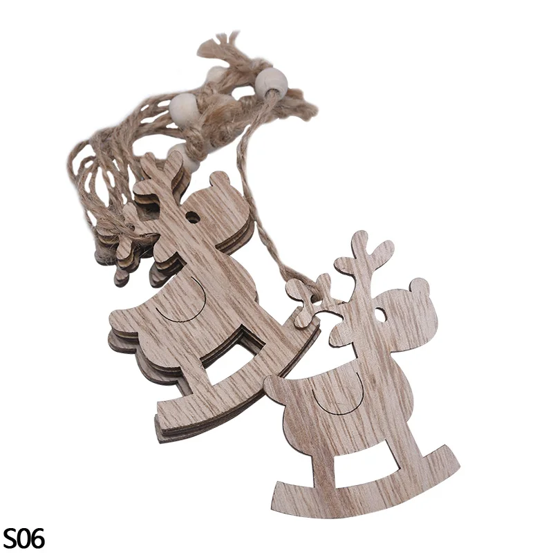 3/6pcs Christmas Wooden Pendant Wooden Hollow Snowflake Christmas Tree Hanging Decor For New Year Xmas Party Ornaments Kids Gift - Цвет: 3pcs S06