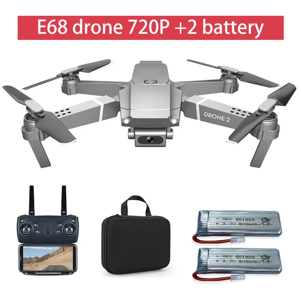Квадрокоптер E68 складной с широкоугольной камерой 4K 720P 1080P Wi-Fi FPV | Игрушки и хобби