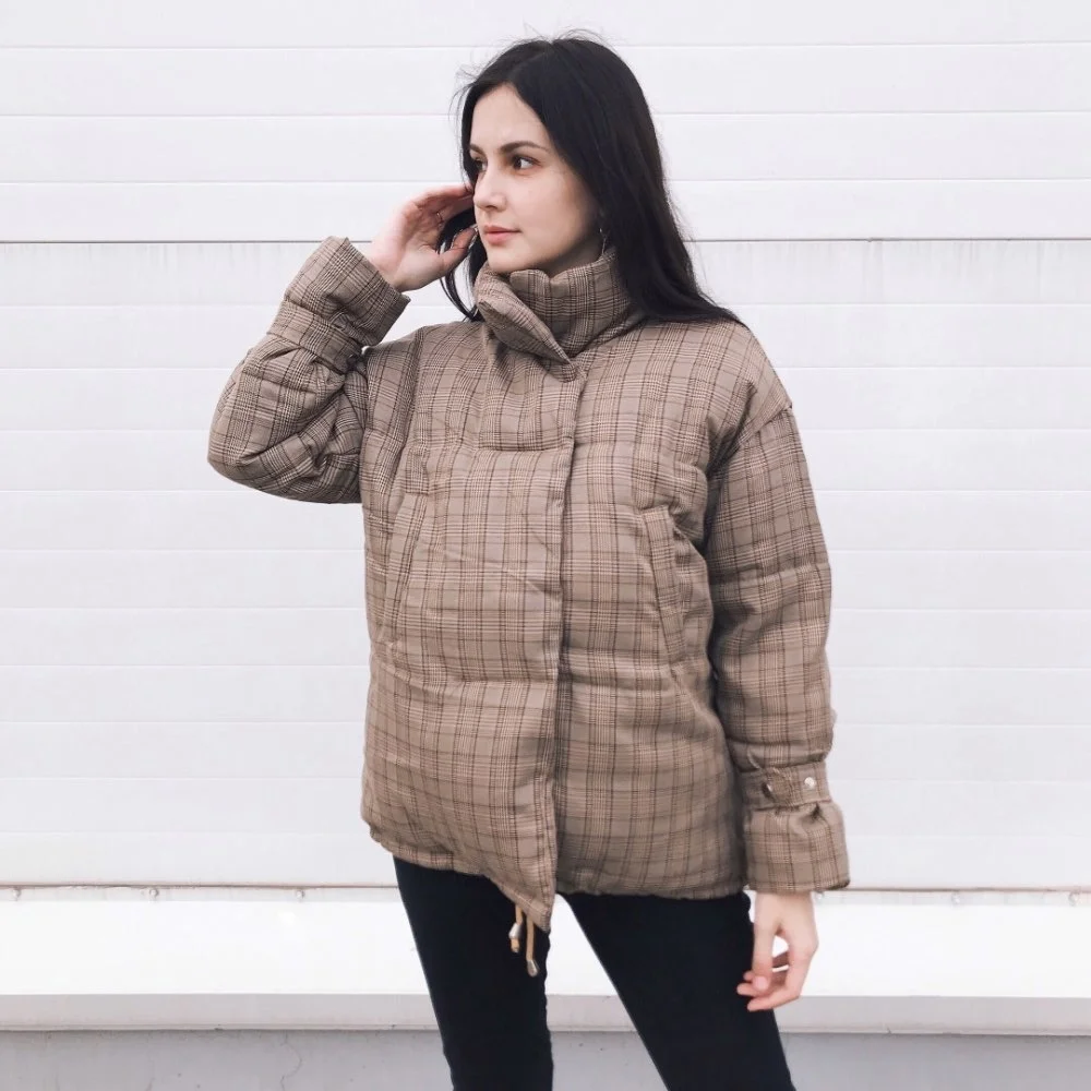 

Cotton clothing female short paragraph 2021 new Korean version of loose ins bread clothes thick winter coat lattice tide