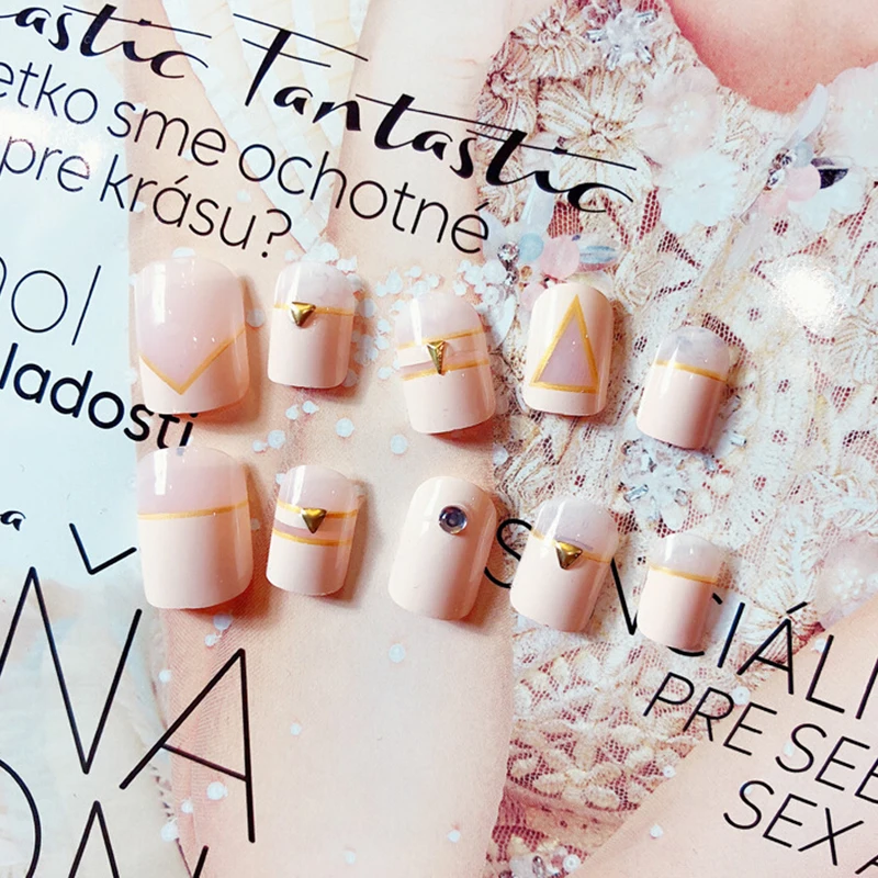 Ногти заклепки Дизайн полное покрытие накладные ногти с 2g клей 24 шт./компл.