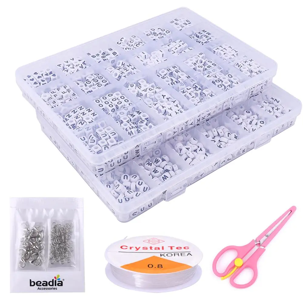 1BOX 26 Letters Acrylic Beads Heart &amp Cube Alphabet Digital Loose Spacer For Jewelry Making Handmade DIY Bracelet Necklace | Украшения и