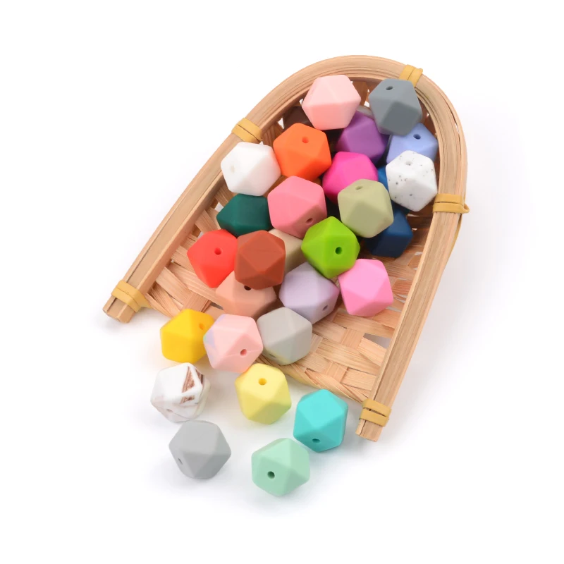 Бусины LOFCA из пищевого силикона шестигранные 14 мм прорезиненное Силиконовое