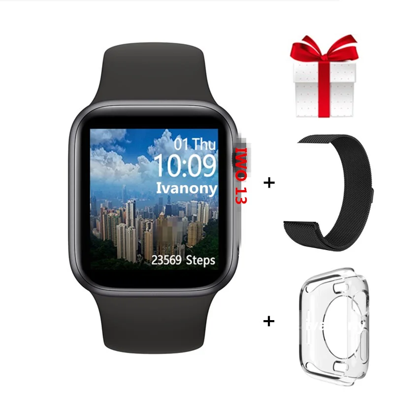 B Часы SmartWatch IWO 13 Series 5 IWO13 умные часы 40 мм 44 мм для Apple IOS Android телефон SIRI сердечный ритм ЭКГ музыкальный плеер PK IWO 11 8 - Цвет: B