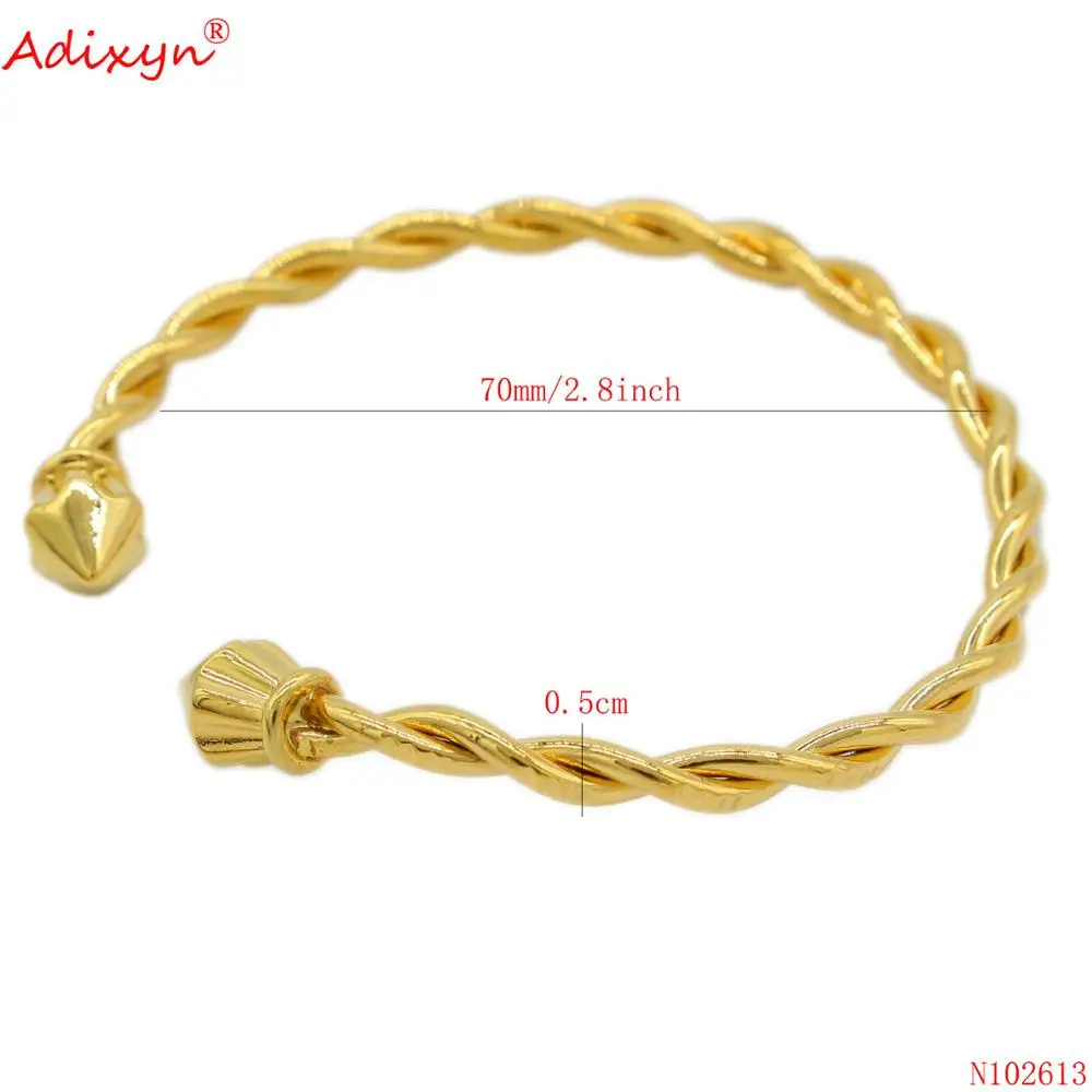 Adixyn 2pcs/lots African Twisted Bangle Gold Color Copper Kuwait Jewelry Dubai Luxury Jewelry for MUM Lovers Gifts N102614