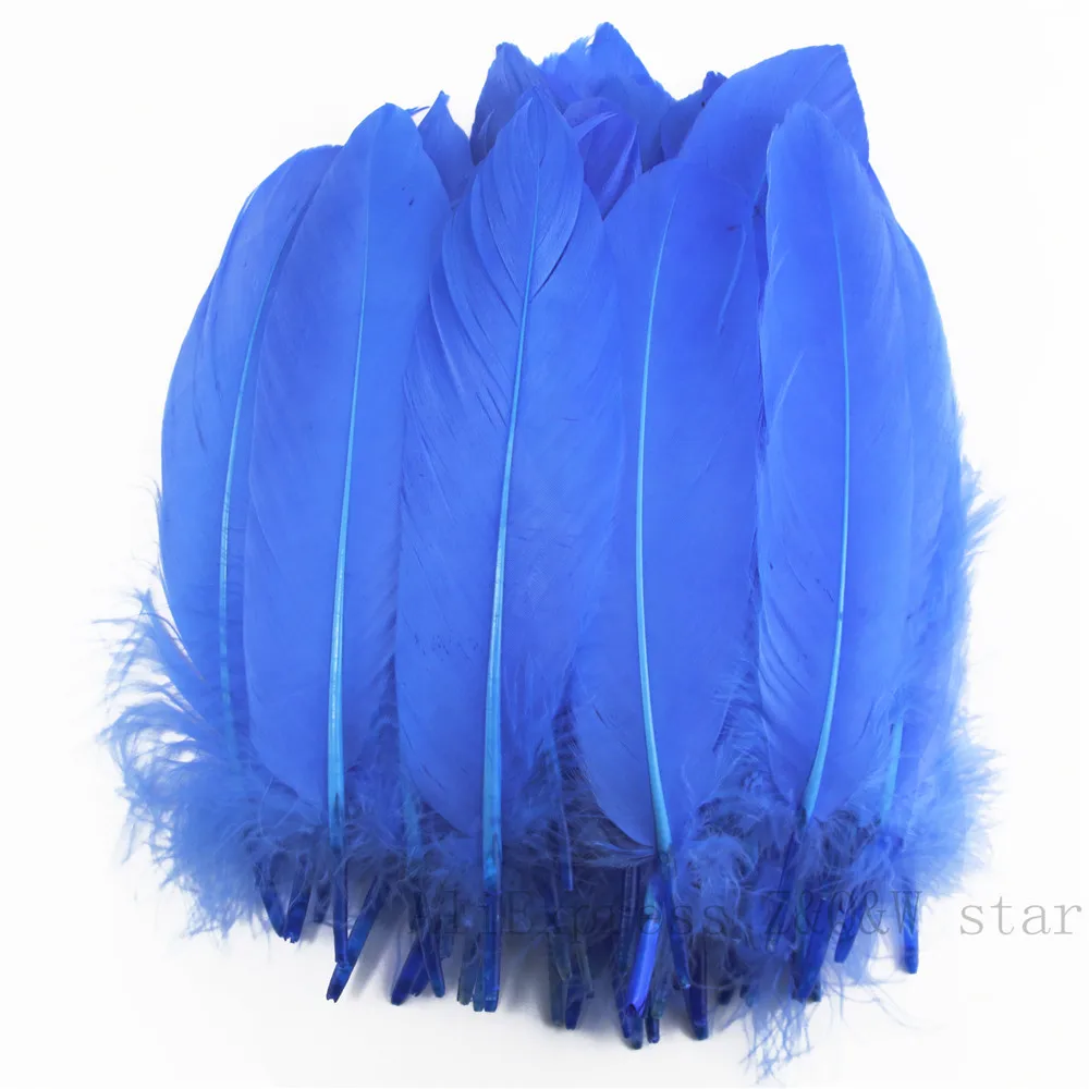 Натуральный 15-20 см (6-8 дюймов) гусиное перо окрашенный темный Синий 50-200 шт