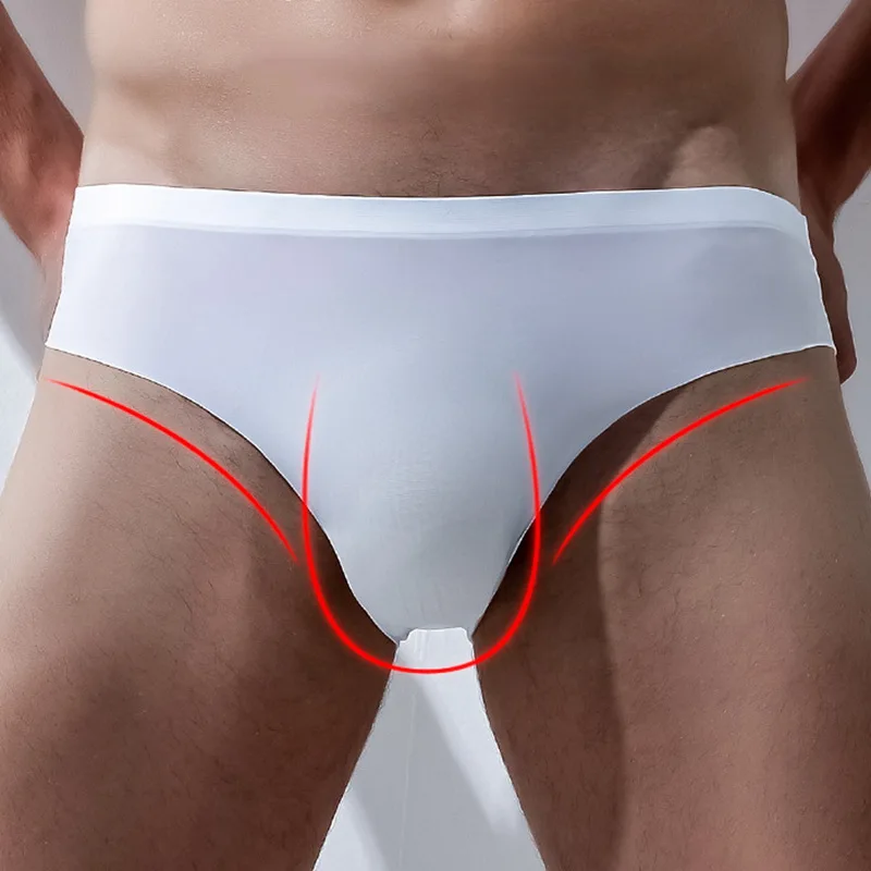 

Сексуальное нижнее белье из вискозы, мужские трусы, Бесшовные дышащие трусы, мужское бикини, однотонное бесшовное мягкое нижнее белье с низ...