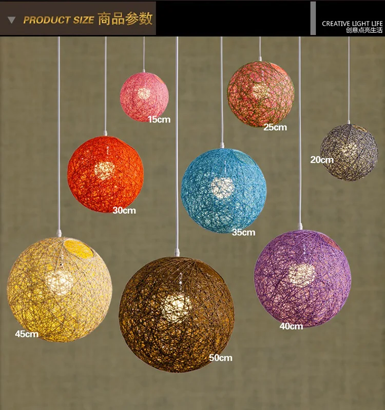 Hemp Ball pendant lights modern Dining room Cofe Restaurant hanging Light Rural Cany Pendant Lamp Decoration lighting fixtures | Лампы и