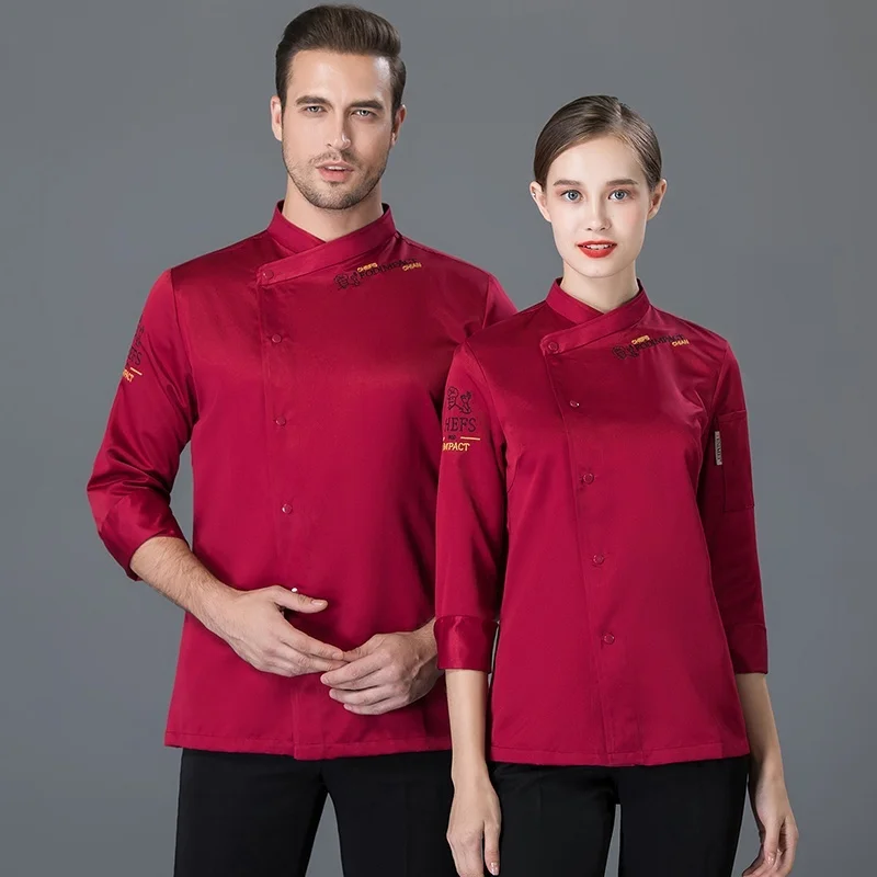 Унисекс Униформа шеф повара КУРТКА для готовки с длинным рукавом мужчин женщин