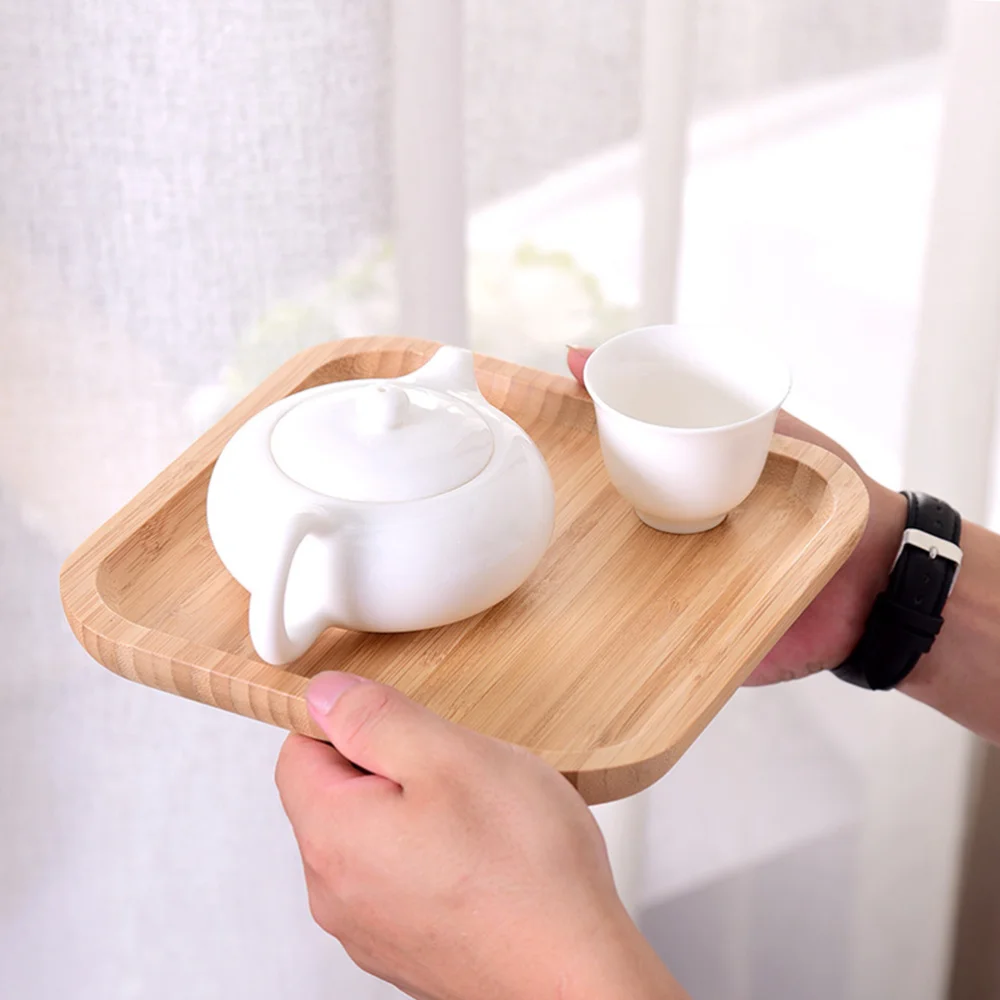 Бамбуковый прямоугольный поднос для подачи чая вечерние тарелки блюдо десерта