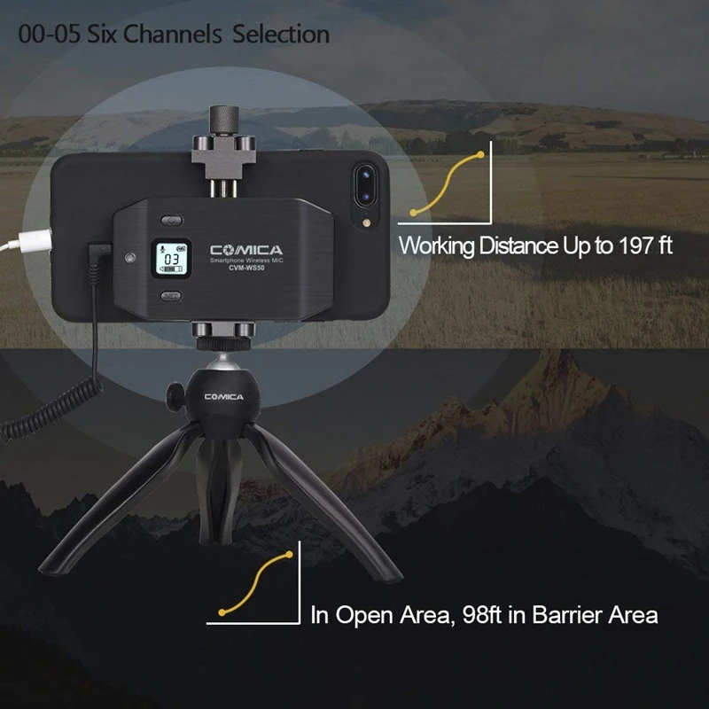 Микрофон Comica для смартфона петличный микрофон с отворотом 6-канальная Uhf