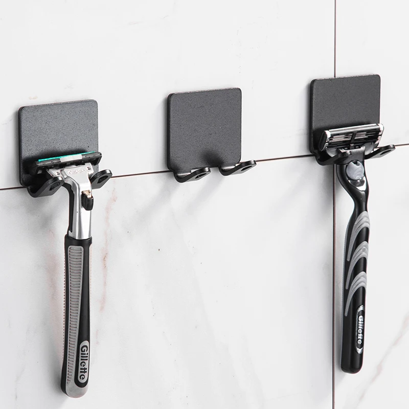 

2 Pcs Punch Free Razor Holder Storage Hook Wall Men Shaving Shaver Shelf Bathroom Razor Rack Wall Bathroom Accessories