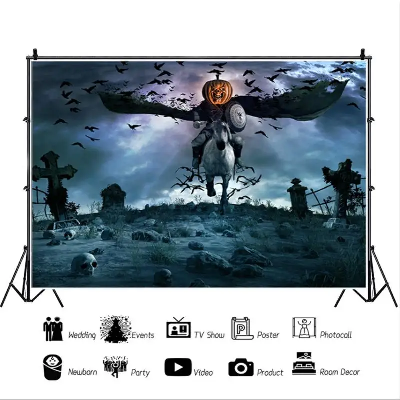 Мультфильм Тыква Демон Райдер студия фотографии фона Ткань Хэллоуин вечерние