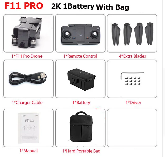 SJRC F11 gps 5G Wifi FPV с камерой 1080P 25 минут время полета бесщеточный складной рычаг селфи RC Дрон Квадрокоптер - Цвет: F11 POR 2K 1B Bag