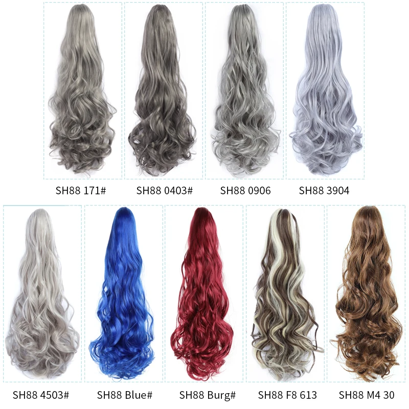 

Длинные натуральные волнистые конский хвост для наращивания волос коготь конские хвосты 20 дюймов Синтетические волосы черный красный цвет...