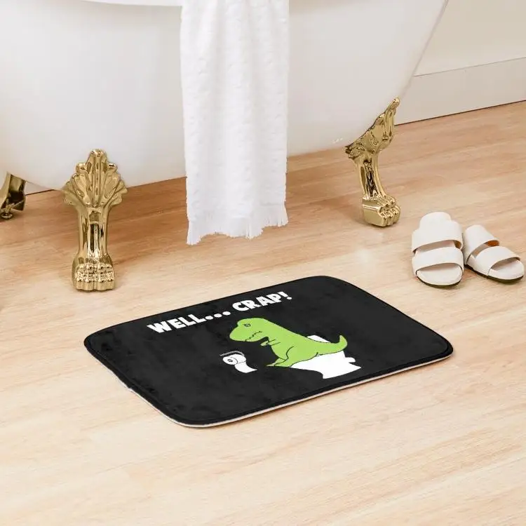 

Well Crap T Rex Struggle Bath Mat Kitchen Floor Carpet Cartoon.Doormat Decoration Pad Bathroom Modern Shower Room Wash Toilet