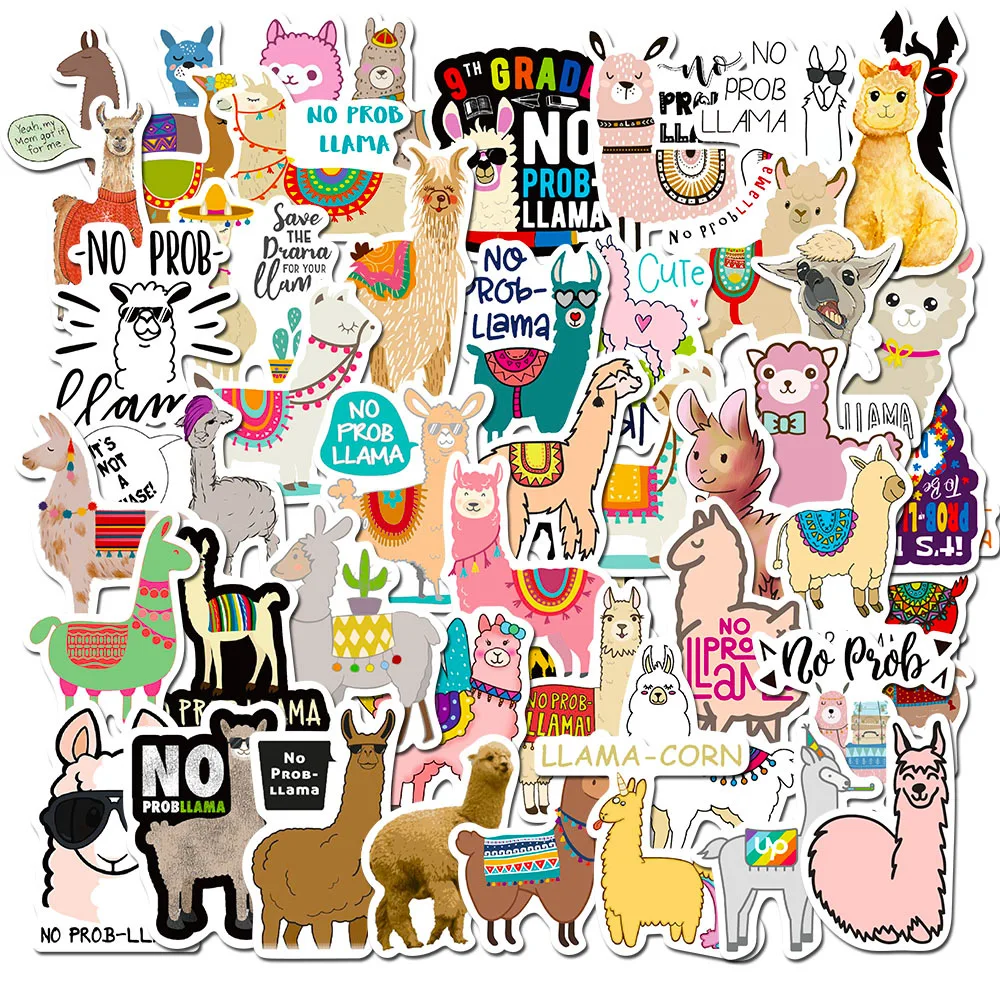 

10/50Pcs/Set Cartonn Stickers Cute Llama Alpaca Animal For Skateboard Phone Laptop Luggage Motorcycle Diary Pegatinas Sticker