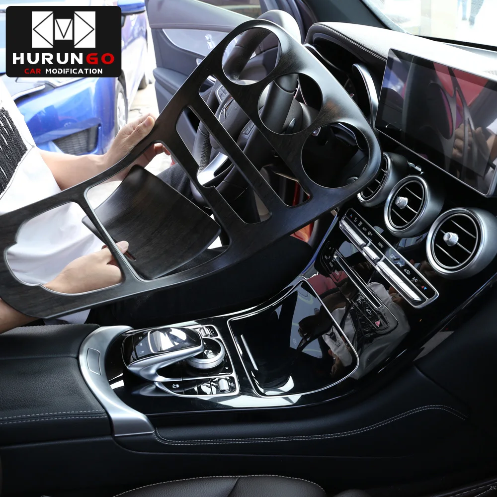 Мраморный узор стиль центральной консоли украшение панели ABS 2 шт. для Mercedes Benz C Class